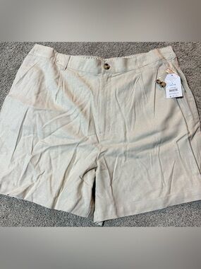 Neutral Beige High-Rise linen Shorts - Large